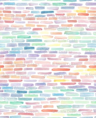 326x400 Abstract Rainbow Gradient Half Brick Watercolor Fabric - Watercolor Bricks