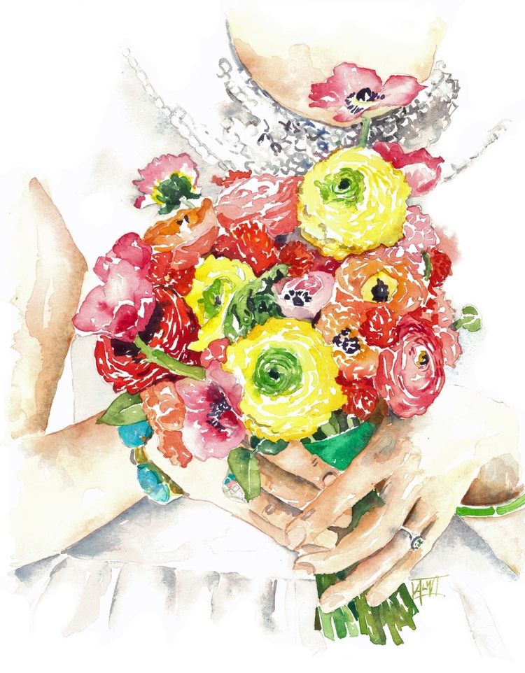 750x962 The Cheerful Bride - Watercolor Bride