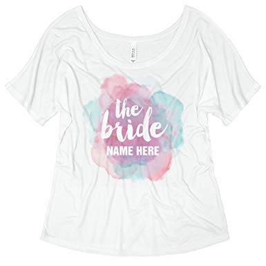 385x385 Trendy Watercolor Bride Bella Ladies Flowy Slouchy Tee - Watercolor Bride