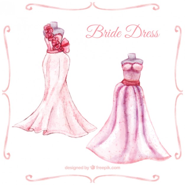 626x626 Watercolor Bride Dresses Vector Premium Download - Watercolor Bride