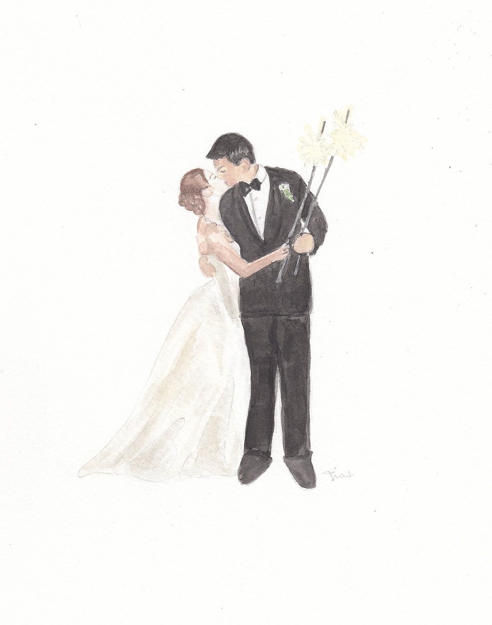 1000x1270 Wedding Dress Art Watercolor Bride Portrait By Sweetheartelegant - Watercolor Bride