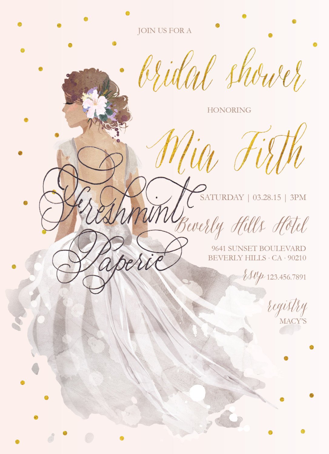 1086x1500 Bride Invitation - Watercolor Bride