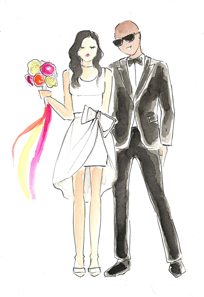 650x946 Custom Watercolor Illustrations! - Watercolor Bride And Groom