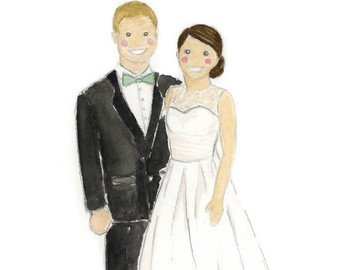 340x270 Wedding Watercolor Etsy - Watercolor Bride And Groom
