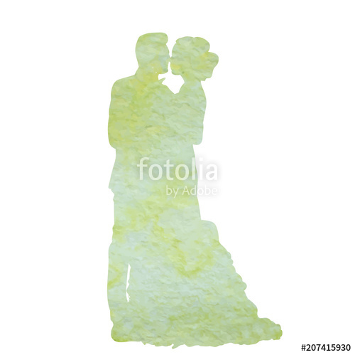 500x499 Icon, Watercolor Silhouette Of The Bride And Groom, Isolated On - Watercolor Bride And Groom