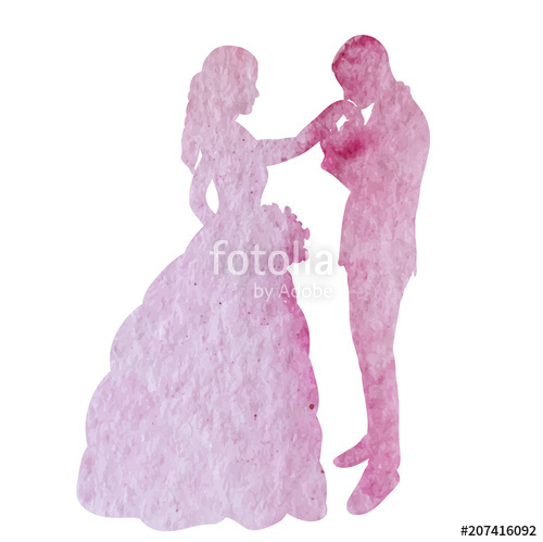 500x499 Icon, Watercolor Silhouette Of The Bride And Groom Stock Image - Watercolor Bride And Groom