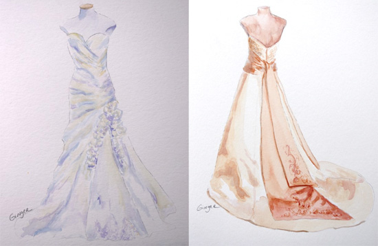 550x358 Watercolor Dress Portraits - Watercolor Bridesmaid Dress