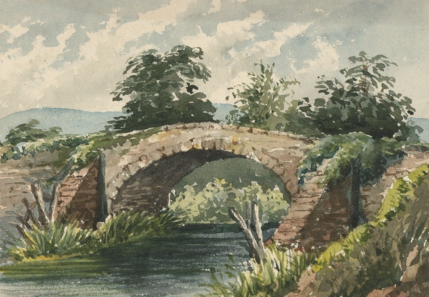 1400x970 W. Edward Hall - Watercolor Bridge