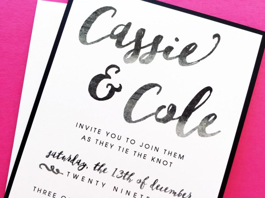 900x675 Wedding Invitation, Wedding Invite, Custom Wedding Invitations - Watercolor Brush Font