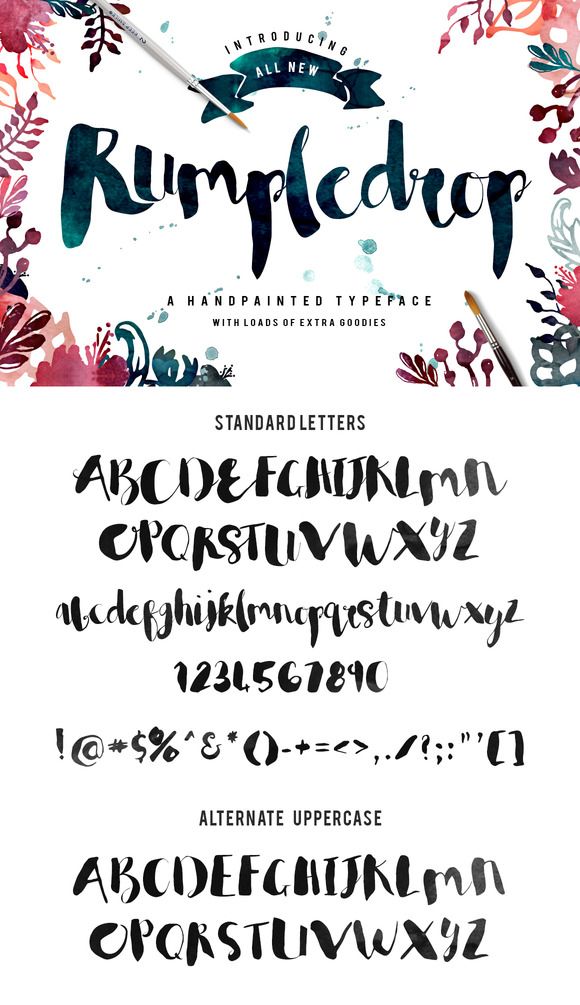 580x1005 801 Best Typography Images Watercolor Brush Fonts - Watercolor Brush Font
