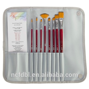 350x350 Oem 8pcs Artist Paint Brush Set Nylon Hair Brass Chrome Watercolor - Watercolor Brush Set