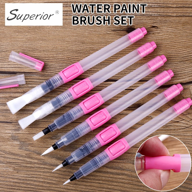 800x800 6pcs Water Brush Water Paint Brush Set Large Capacity Soft - Watercolor Brush Set For Beginners
