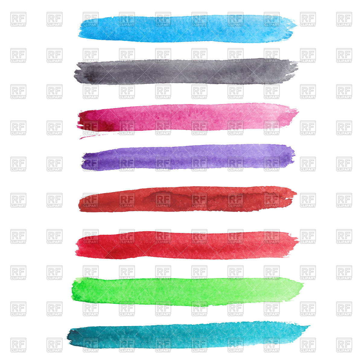 1200x1200 Set Of Colorful Watercolor Brush Strokes Vector Image Vector - Watercolor Brush Strokes