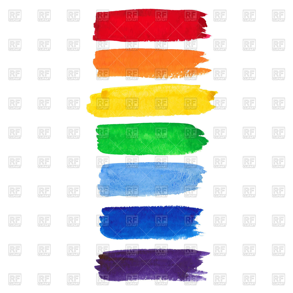 1200x1200 Watercolor Brush Strokes In Colors Of Rainbow Vector Image - Watercolor Brush Strokes