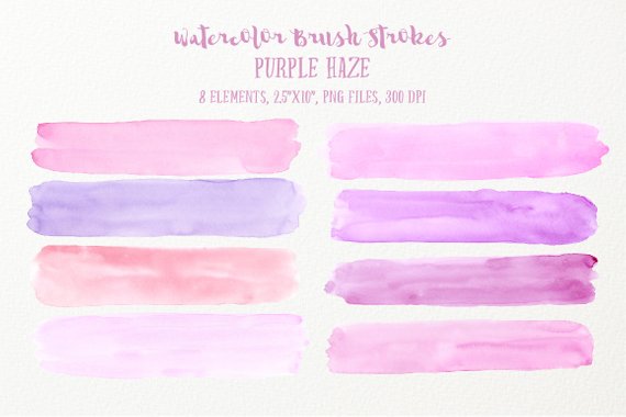 570x380 Watercolor Brush Strokes Purple Haze Large Pink And Purple Etsy - Watercolor Brush Strokes