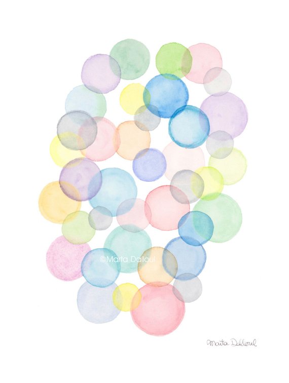 570x756 Bubble Art Print. Watercolor Bubbles Painting. Abstract Etsy - Watercolor Bubble Art