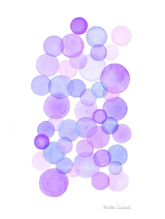 570x756 Bubble Art Print. Watercolor Bubbles Painting. Abstract Purple Etsy - Watercolor Bubble Art