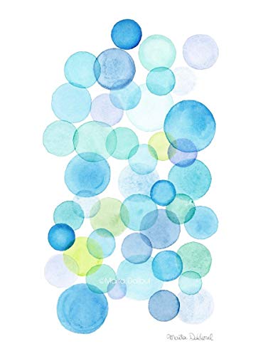 377x500 Bubble Art Print. Watercolor Bubbles Painting - Watercolor Bubble Art