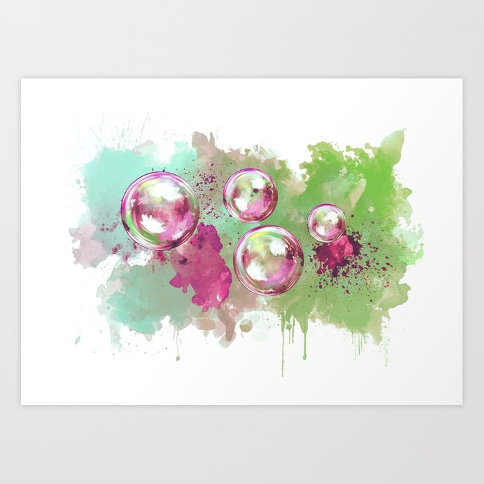 700x700 Soap Bubbles In The Sky Watercolor Painting Art Print By - Watercolor Bubbles