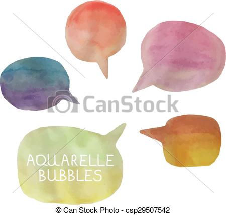 450x428 Vector Illustration Of Five Watercolor Bubbles. - Watercolor Bubbles