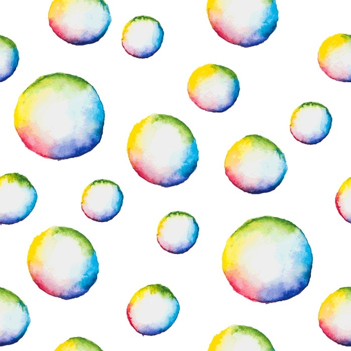 700x700 Vector Seamless Pattern With Watercolor Bubbles Wall Mural - Watercolor Bubbles