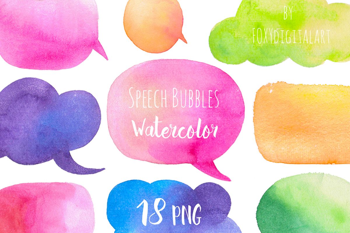 1200x800 Watercolor Speech Bubbles Clipart Hand Painted - Watercolor Bubbles