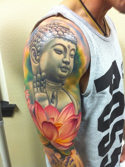 500x669 Buddha Tattoos And Designs - Watercolor Buddha Tattoo