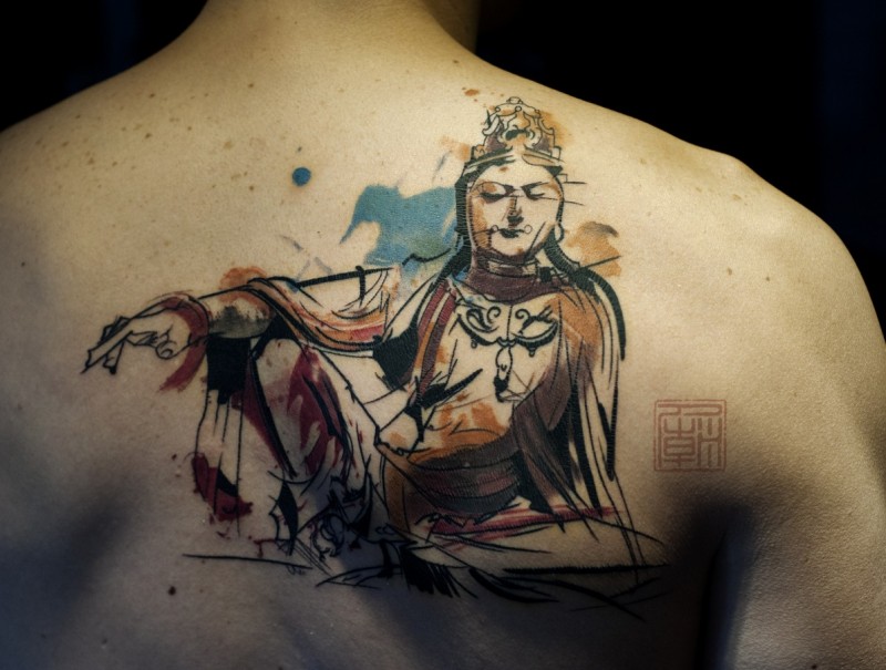 800x605 13 Buddha Tattoo Images, Pictures And Design Ideas - Watercolor Buddha Tattoo