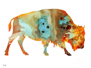 300x225 Buffalo Paintings Fine Art America - Watercolor Buffalo
