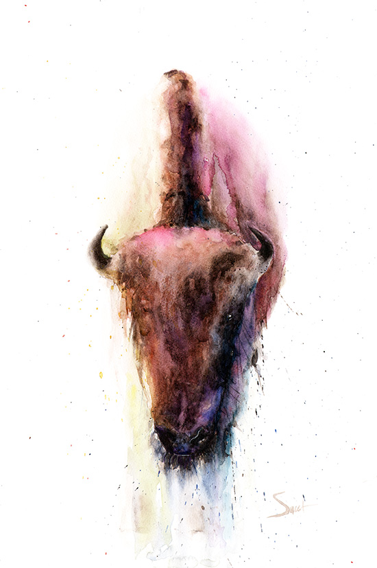 550x827 Buffalo Watercolor Print Watercolor Animal Paintings - Watercolor Buffalo