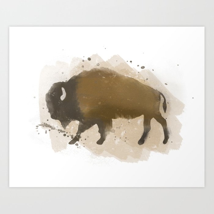700x700 Watercolor Buffalo Print Art Print By Alligatorfooddesign Society6 - Watercolor Buffalo