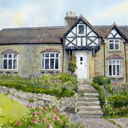 260x260 Commission Artist House Portrait Watercolor Watercolour Uk Cheap - Watercolor Building Painting