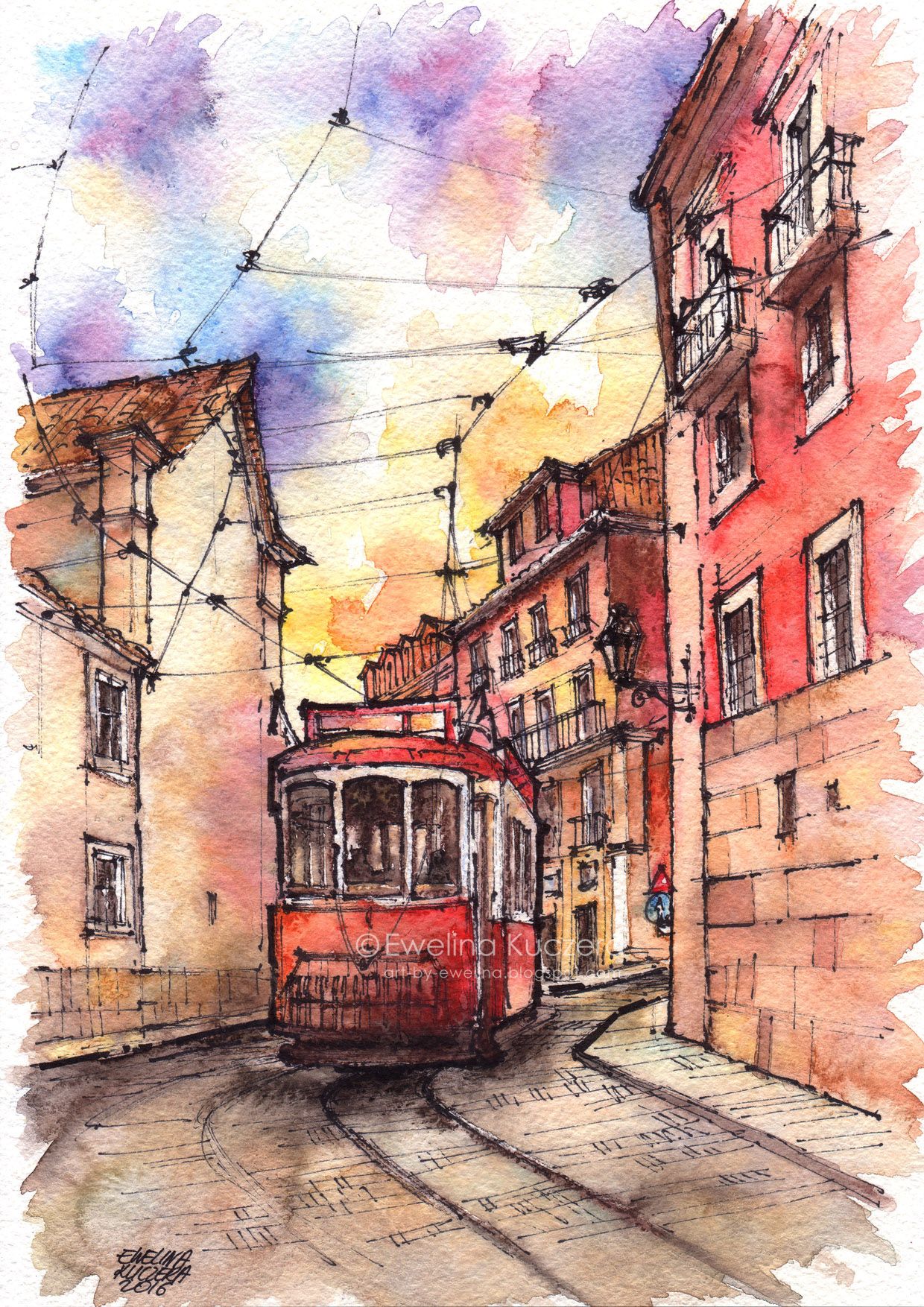1240x1754 Lisbon, A4. - Watercolor Buildings