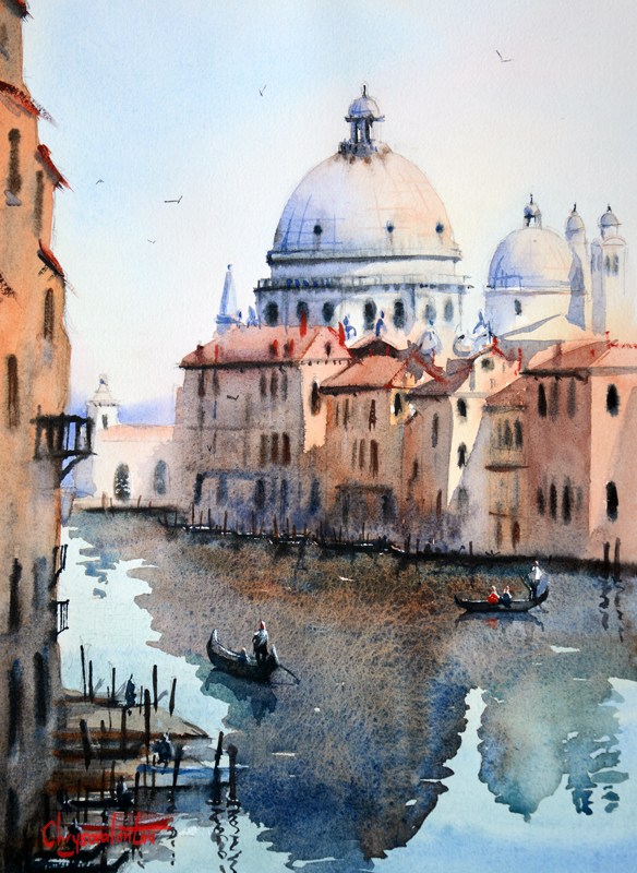 584x800 Venice Watercolor Paintings Chrysovalantou Mavroudis Watercolour - Watercolor Buildings