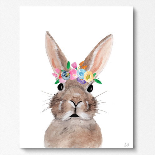 498x498 Floral Watercolor Bunny Print - Watercolor Bunny