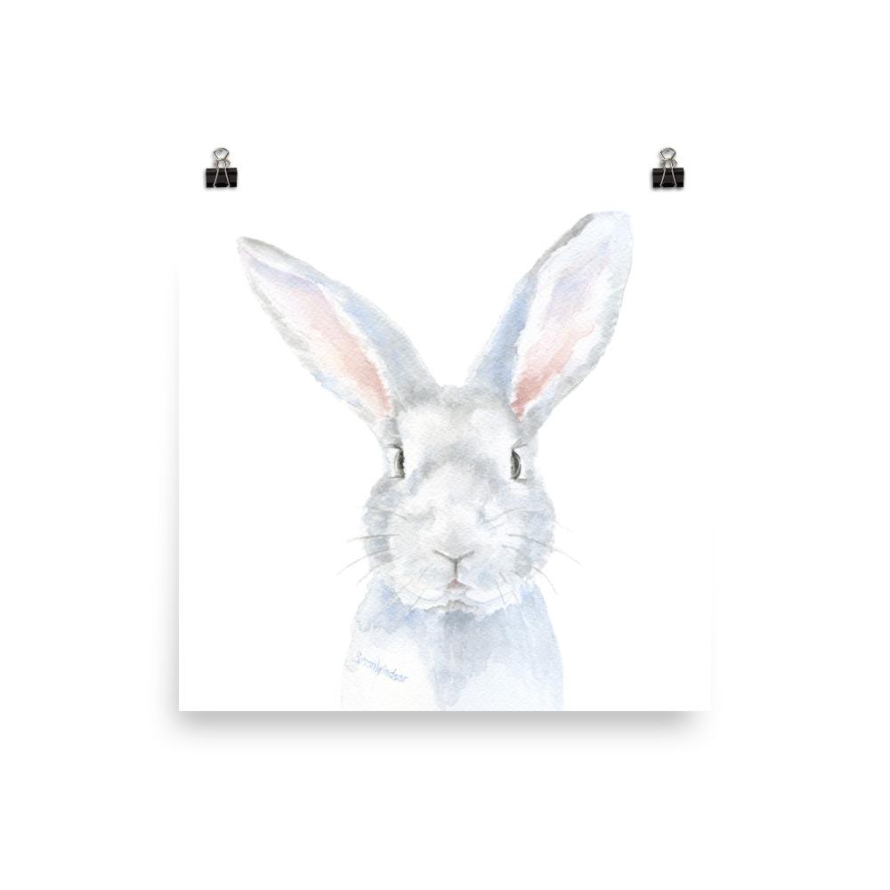 1000x1000 Gray Bunny Rabbit Face Watercolor Susan Windsor - Watercolor Bunny