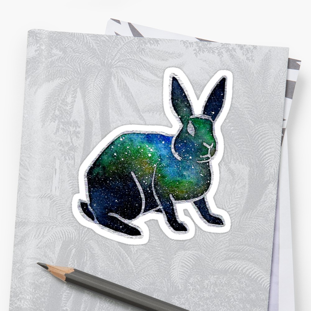 1000x1000 Nebula Watercolor Bunny Rabbit Stickers By Brandy Sinclair - Watercolor Bunny