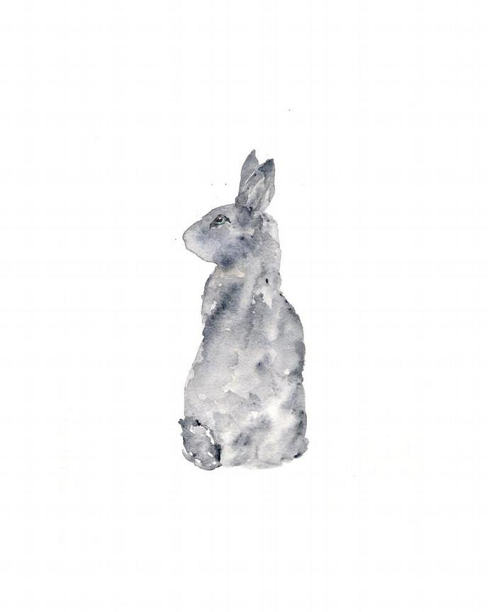 690x863 Rabbit Art, Rabbit Painting, Watercolor By Thimblesparrow On Zibbet - Watercolor Bunny