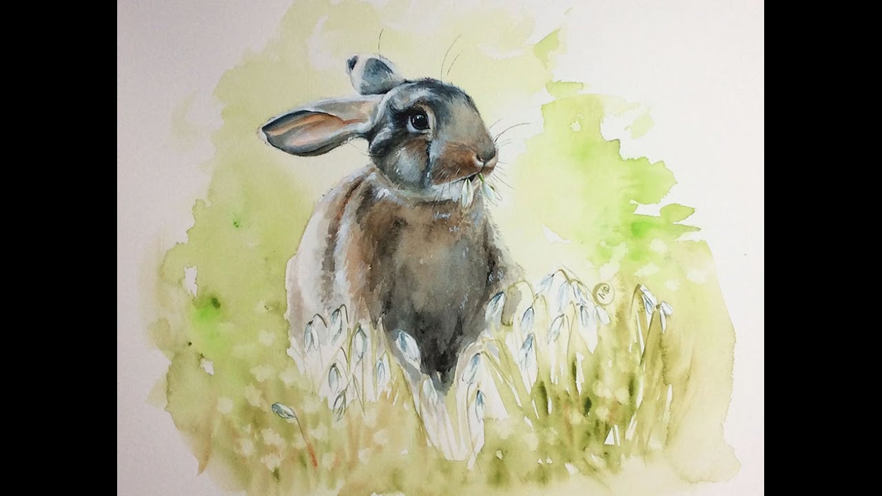 1280x720 Watercolor Bunny Painting Demonstration - Watercolor Bunny