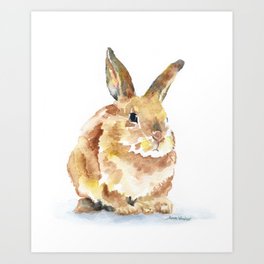 264x264 Watercolor Rabbit Art Prints Society6 - Watercolor Bunny