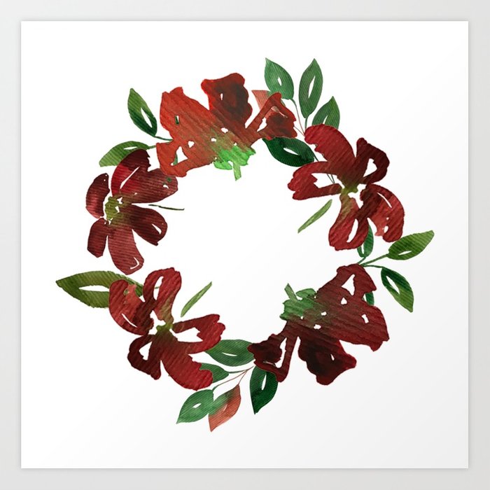 700x700 Autumn Watercolor Burgundy Flowers Art Print By Awamarc Society6 - Watercolor Burgundy