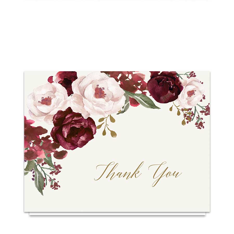 900x900 Wedding Thank You Cards Burgundy Gold Watercolor Floral - Watercolor Burgundy