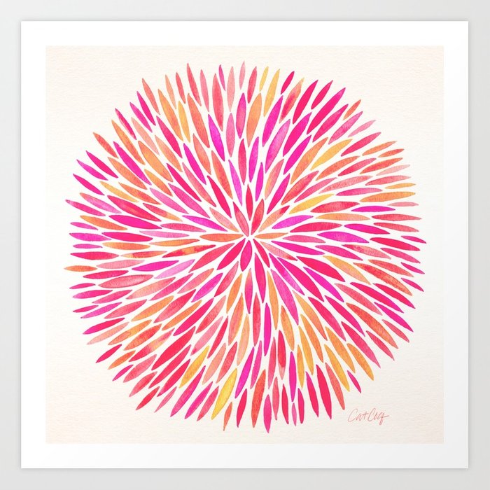 700x700 Watercolor Burst Pink Art Print By Catcoq Society6 - Watercolor Burst