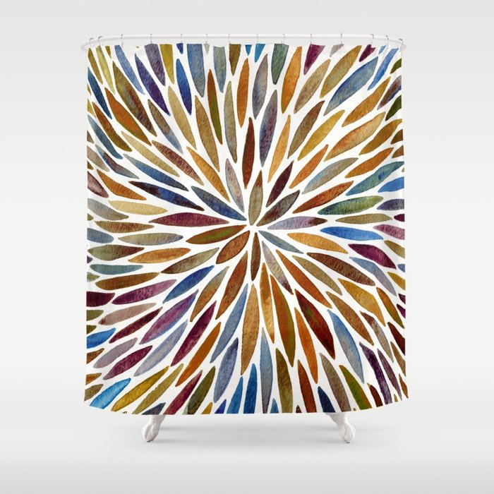 700x700 Watercolor Burst Retro Palette Shower Curtain By Catcoq Society6 - Watercolor Burst