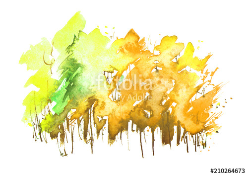 500x354 Watercolor Autumn Trees And Bushes. Landscape, Forests, Parks - Watercolor Bushes