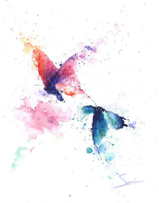 550x702 Butterflies Watercolor Print Watercolor Animal Paintings - Watercolor Butterfly