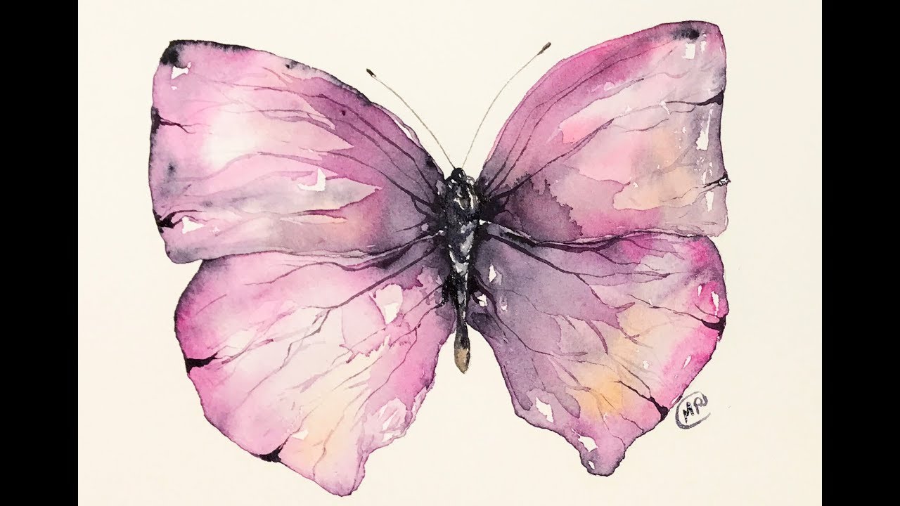 1280x720 Watercolor Layers Painting Butterfly Tutorial - Watercolor Butterfly