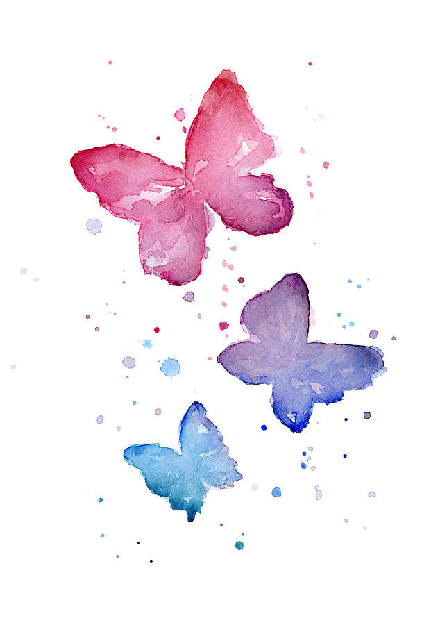 621x900 Watercolor Butterflies Painting By Olga Shvartsur - Watercolor Butterfly Art