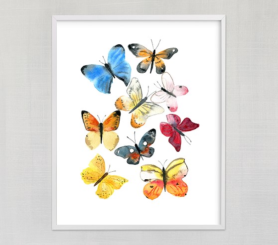 558x492 Watercolor Butterflies Wall Art By Pottery Barn Kids - Watercolor Butterfly Art