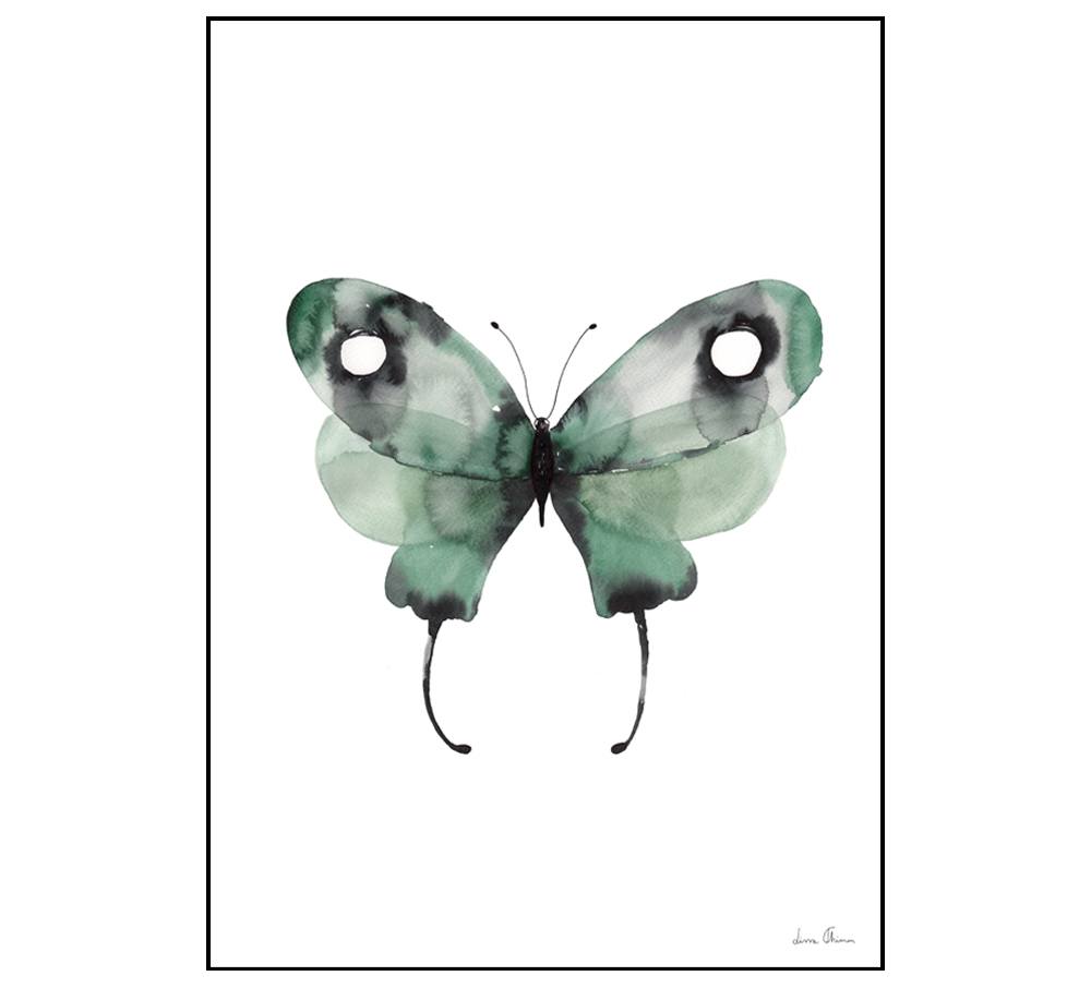 1000x906 Shop Green Watercolor Butterfly Poster On Crowdyhouse - Watercolor Butterfly Images